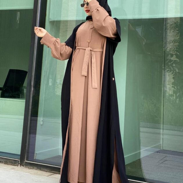 عباية أربع قطع ثوب كريب حرير